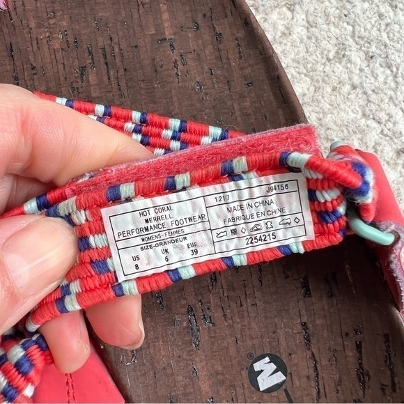 Merrell Women's AROUND TOWN SUNVUE Hot Coral Thong Sandals Size 8 - Picture 9 of 11